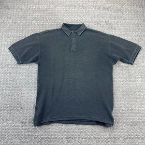 Tommy Bahama Polo Golf Shirt Men Small Gray Striped Casual Button Up Silk Cotton